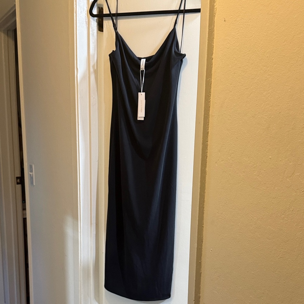 Gentle Fawn Black Midi Dress with Spaghetti Straps